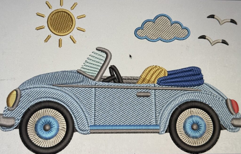 Motif Voiture brodé our vêtement personnalisé bébé