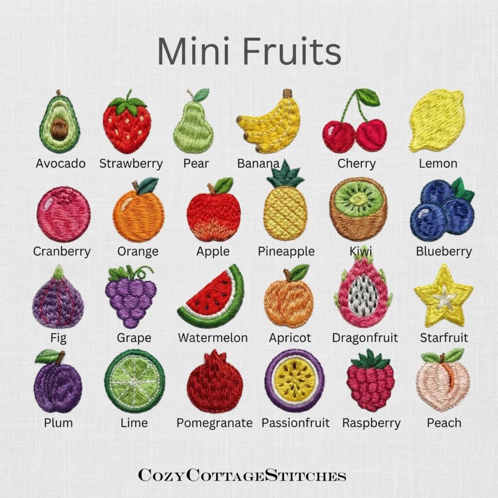 Motif Fruits brodé our vêtement personnalisé bébé